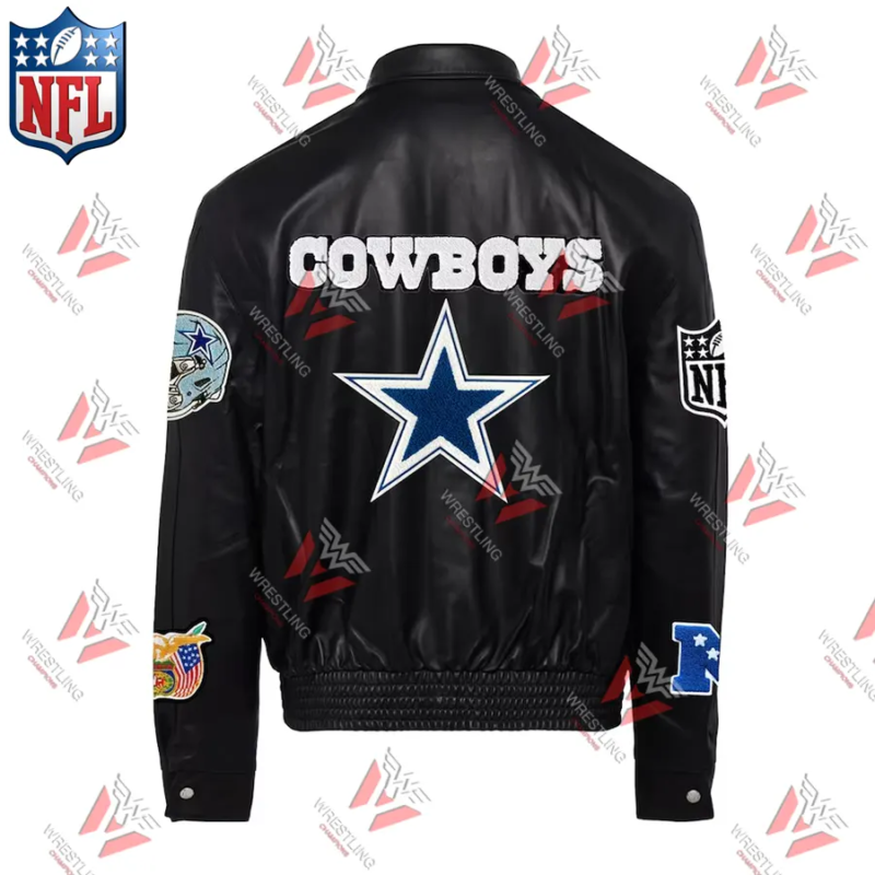 Men's Dallas Cowboys Black All Leather Full-Snap Jacket