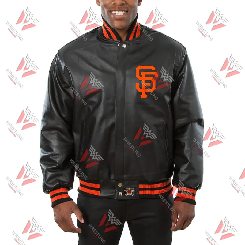 Men’s San Francisco Giants MLB Black Leather Jacket