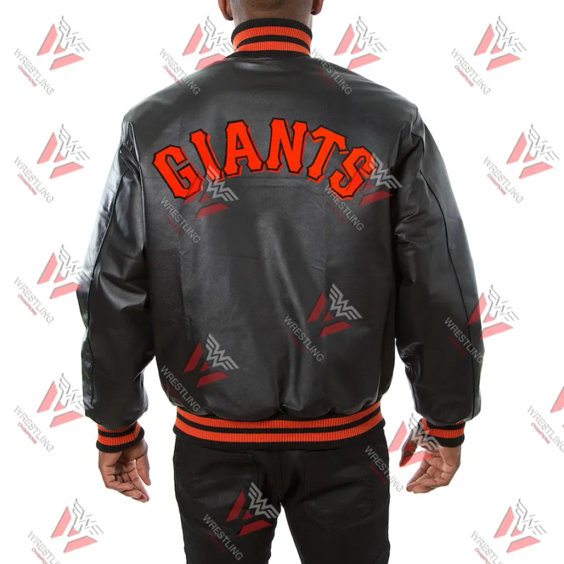 Men’s San Francisco Giants MLB Black Leather Jacket