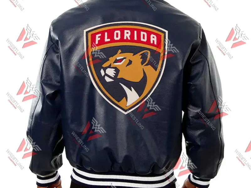 Men's Florida Panthers Navy Leather Jacket